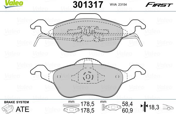 Valeo 301317 - Гальмівні колодки, дискові гальма avtolavka.club