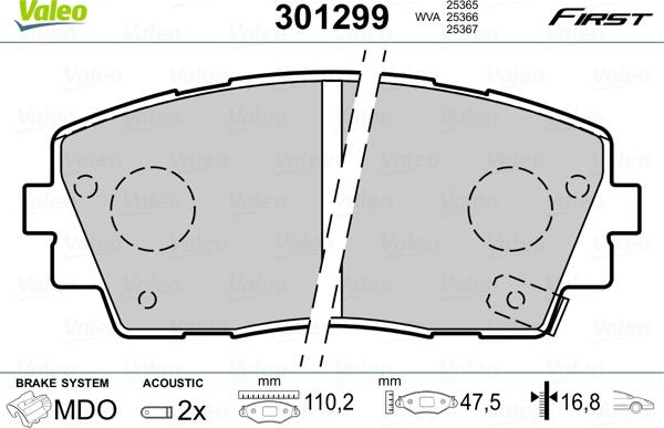 Valeo 301299 - Гальмівні колодки, дискові гальма avtolavka.club