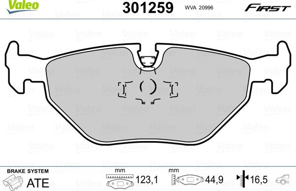 Valeo 301259 - Гальмівні колодки, дискові гальма avtolavka.club