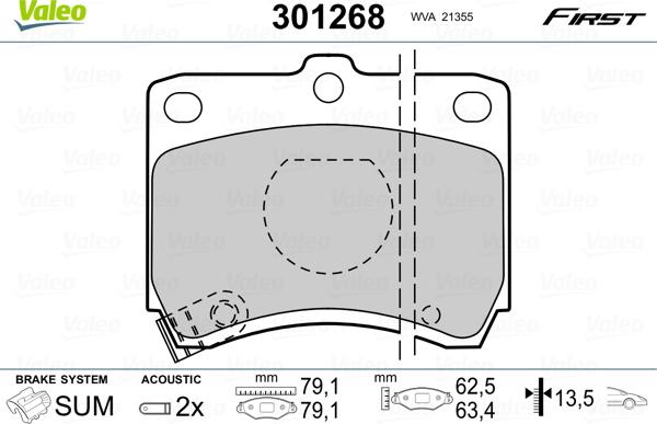 Valeo 301268 - Гальмівні колодки, дискові гальма avtolavka.club