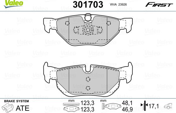 Valeo 301703 - Гальмівні колодки, дискові гальма avtolavka.club