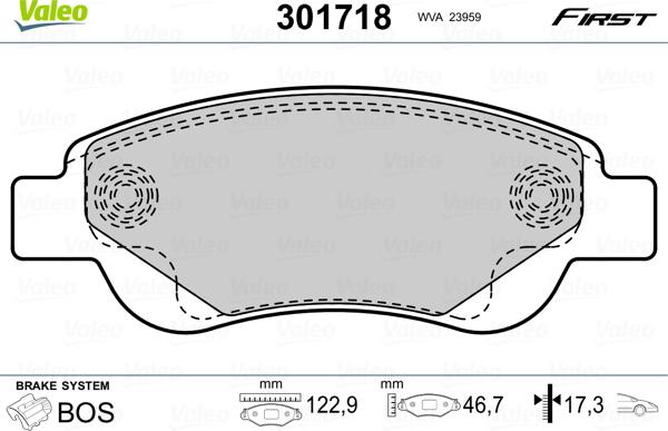 Valeo 301718 - Гальмівні колодки, дискові гальма avtolavka.club