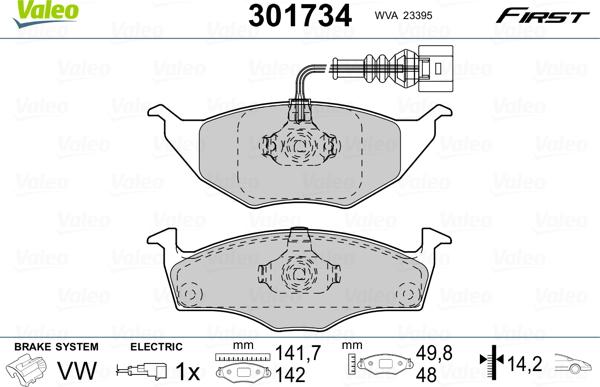 Valeo 301734 - Гальмівні колодки, дискові гальма avtolavka.club