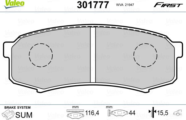 Valeo 301777 - Гальмівні колодки, дискові гальма avtolavka.club