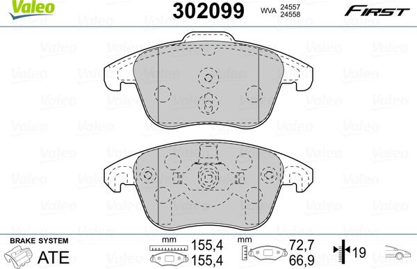 Valeo 302099 - Гальмівні колодки, дискові гальма avtolavka.club