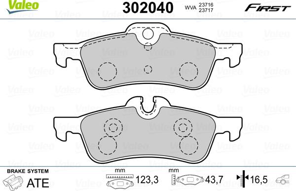 Valeo 302040 - Гальмівні колодки, дискові гальма avtolavka.club