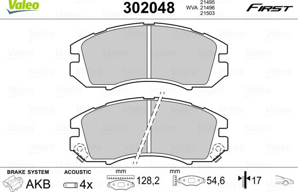 Valeo 302048 - Гальмівні колодки, дискові гальма avtolavka.club