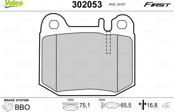 Valeo 302053 - Гальмівні колодки, дискові гальма avtolavka.club