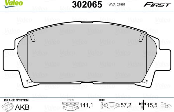 Valeo 302065 - Гальмівні колодки, дискові гальма avtolavka.club