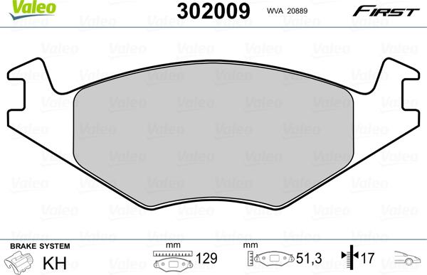 Valeo 302009 - Гальмівні колодки, дискові гальма avtolavka.club