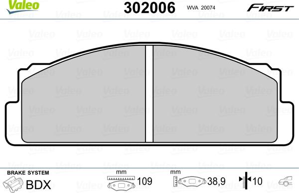 Valeo 302006 - Гальмівні колодки, дискові гальма avtolavka.club