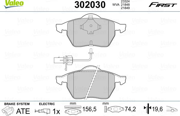 Valeo 302030 - Гальмівні колодки, дискові гальма avtolavka.club