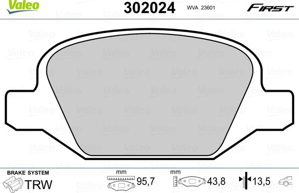 Valeo 302024 - Гальмівні колодки, дискові гальма avtolavka.club