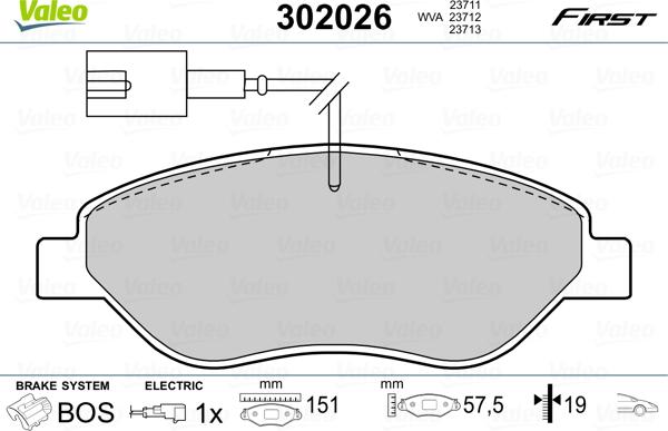 Valeo 302026 - Гальмівні колодки, дискові гальма avtolavka.club