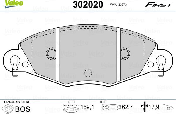 Valeo 302020 - Гальмівні колодки, дискові гальма avtolavka.club