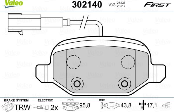 Valeo 302140 - Гальмівні колодки, дискові гальма avtolavka.club