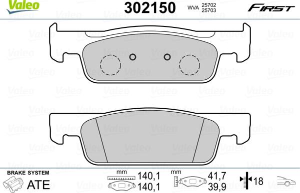 Valeo 302150 - Гальмівні колодки, дискові гальма avtolavka.club