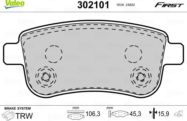 Valeo 302101 - Гальмівні колодки, дискові гальма avtolavka.club