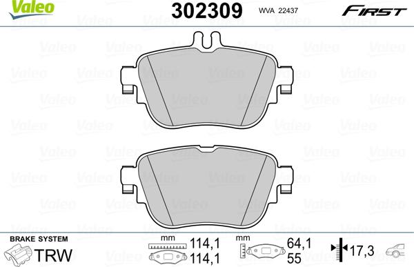 Valeo 302309 - Гальмівні колодки, дискові гальма avtolavka.club