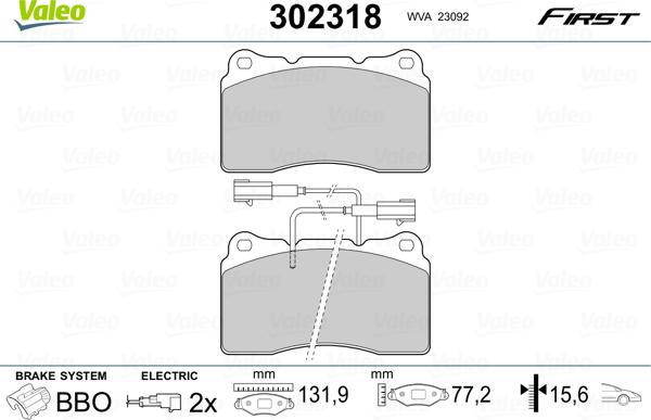 Valeo 302318 - Гальмівні колодки, дискові гальма avtolavka.club