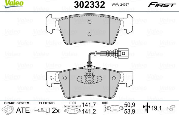 Valeo 302332 - Гальмівні колодки, дискові гальма avtolavka.club