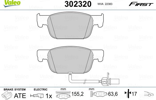 Valeo 302320 - Гальмівні колодки, дискові гальма avtolavka.club