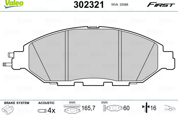 Valeo 302321 - Гальмівні колодки, дискові гальма avtolavka.club