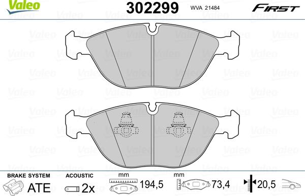 Valeo 302299 - Гальмівні колодки, дискові гальма avtolavka.club