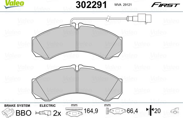 Valeo 302291 - Гальмівні колодки, дискові гальма avtolavka.club