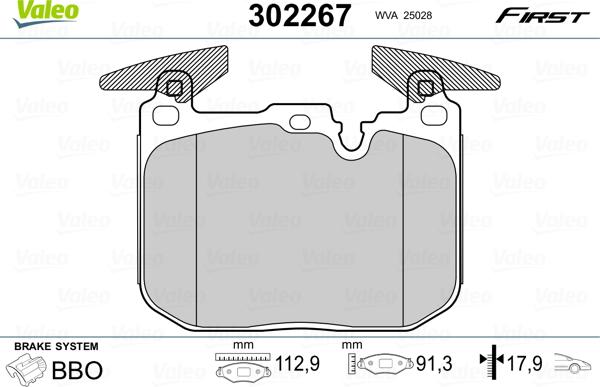 Valeo 302267 - Гальмівні колодки, дискові гальма avtolavka.club