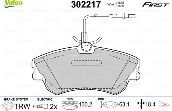 Valeo 302217 - Гальмівні колодки, дискові гальма avtolavka.club