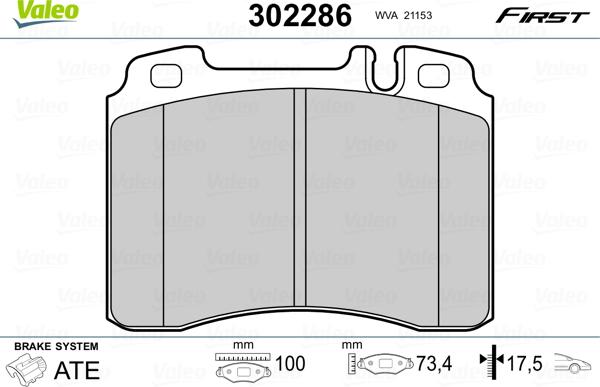 Valeo 302286 - Гальмівні колодки, дискові гальма avtolavka.club