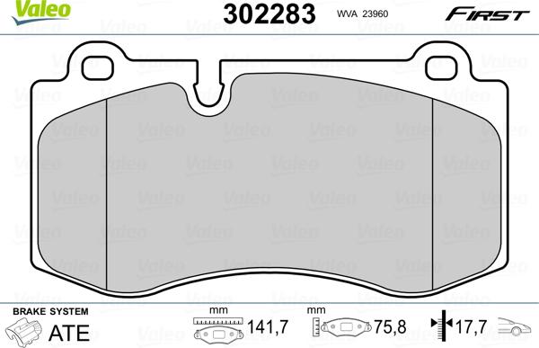 Valeo 302283 - Гальмівні колодки, дискові гальма avtolavka.club