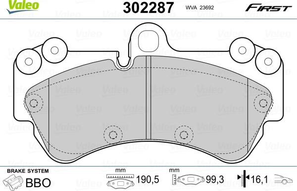 Valeo 302287 - Гальмівні колодки, дискові гальма avtolavka.club