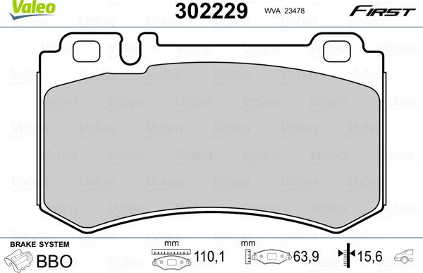 Valeo 302229 - Гальмівні колодки, дискові гальма avtolavka.club