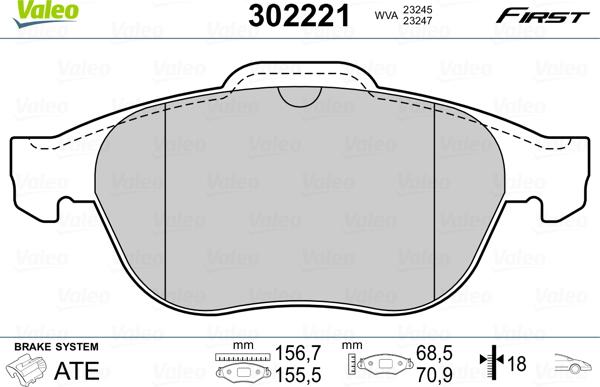 Valeo 302221 - Гальмівні колодки, дискові гальма avtolavka.club