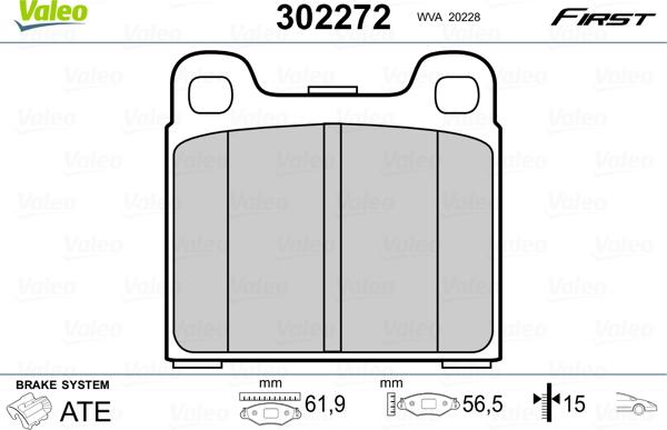 Valeo 302272 - Гальмівні колодки, дискові гальма avtolavka.club