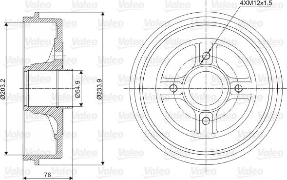 Valeo 237003 - Гальмівний барабан avtolavka.club