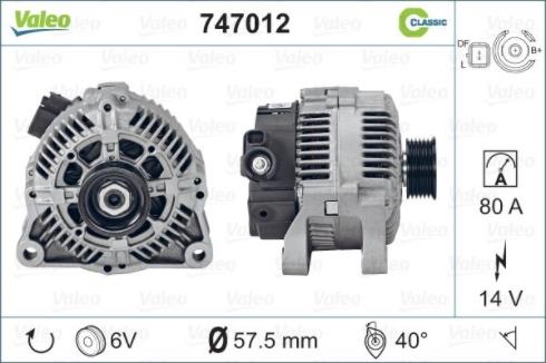 Valeo 747012 - Генератор avtolavka.club