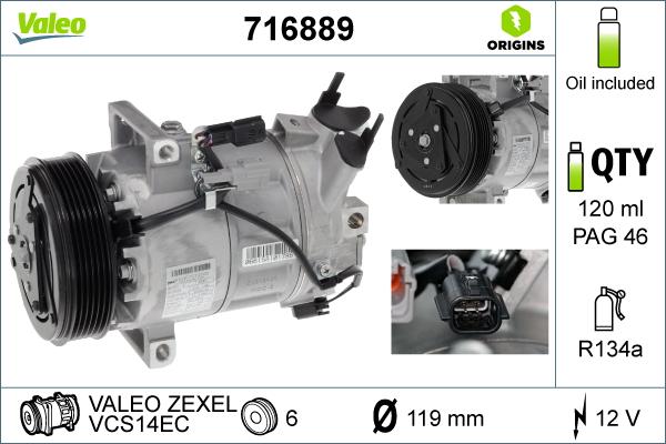 Valeo 716889 - Компресор, кондиціонер avtolavka.club