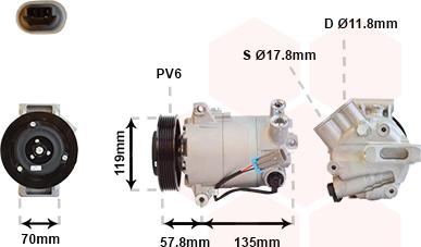 Van Wezel 3700K496 - Компресор, кондиціонер avtolavka.club