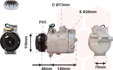 Van Wezel 3700K356 - Компресор, кондиціонер avtolavka.club