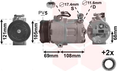 Van Wezel 3700K316 - Компресор, кондиціонер avtolavka.club