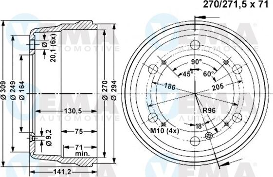 VEMA 800855 - Гальмівний барабан avtolavka.club