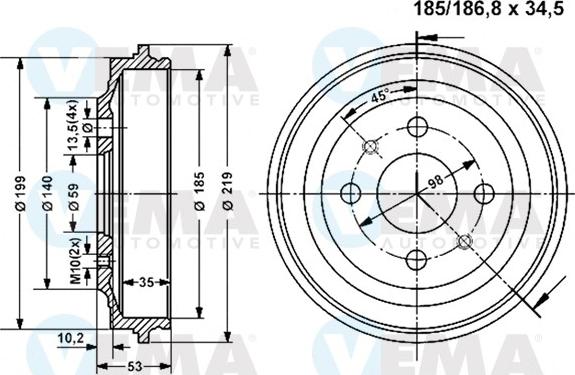 VEMA 800825 - Гальмівний барабан avtolavka.club