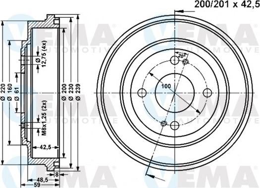 VEMA 801049 - Гальмівний барабан avtolavka.club