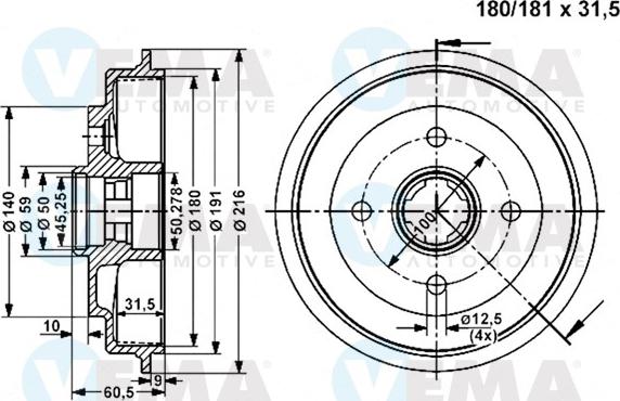 VEMA 801032 - Гальмівний барабан avtolavka.club