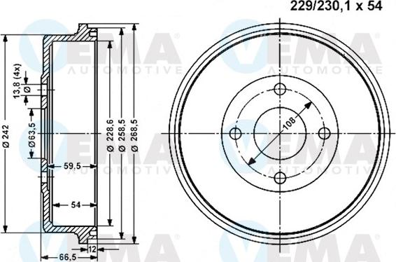 VEMA 801162 - Гальмівний барабан avtolavka.club