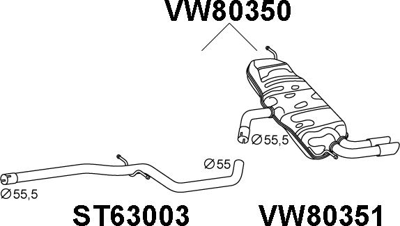 Veneporte VW80350 - Глушник вихлопних газів кінцевий avtolavka.club