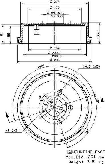 Villar 627.0096 - Гальмівний барабан avtolavka.club